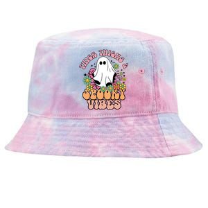 Thick Thighs Spooky Vibe Groovy Witchy Halloween Costume Cute Gift Tie-Dyed Bucket Hat