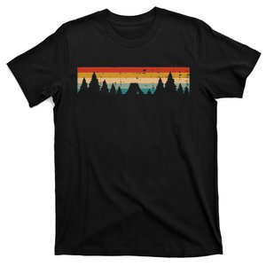 Tent Trees Sunset Retro Nature Camper T-Shirt