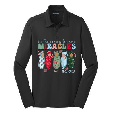 Tis The Season To Save Miracles Nicu Crew Nurse Christmas Silk Touch Performance Long Sleeve Polo