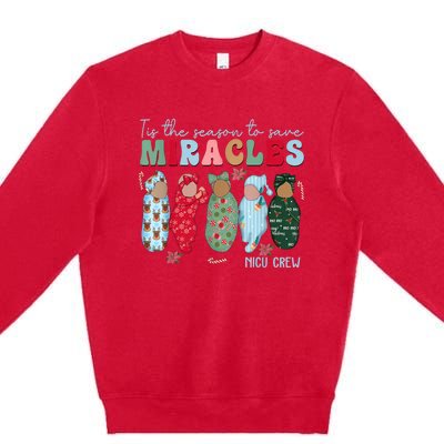 Tis The Season To Save Miracles Nicu Crew Nurse Christmas Premium Crewneck Sweatshirt