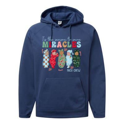 Tis The Season To Save Miracles Nicu Crew Nurse Christmas Performance Fleece Hoodie