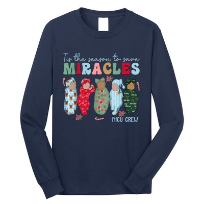 Tis The Season To Save Miracles Nicu Crew Nurse Christmas Long Sleeve Shirt