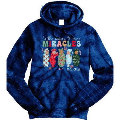 Tis The Season To Save Miracles Nicu Crew Nurse Christmas Tie Dye Hoodie