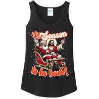 Tis The Season To Be Back Jesus Santa Claus Christmas Family Ladies Essential Tank