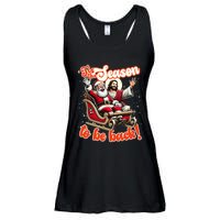 Tis The Season To Be Back Jesus Santa Claus Christmas Family Ladies Essential Flowy Tank