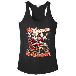 Tis The Season To Be Back Jesus Santa Claus Christmas Family Ladies PosiCharge Competitor Racerback Tank