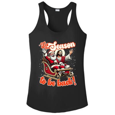 Tis The Season To Be Back Jesus Santa Claus Christmas Family Ladies PosiCharge Competitor Racerback Tank