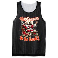 Tis The Season To Be Back Jesus Santa Claus Christmas Family Mesh Reversible Basketball Jersey Tank