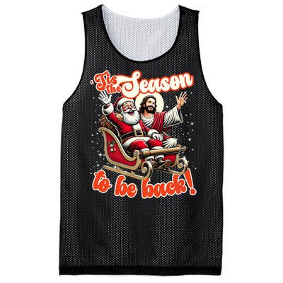 Tis The Season To Be Back Jesus Santa Claus Christmas Family Mesh Reversible Basketball Jersey Tank