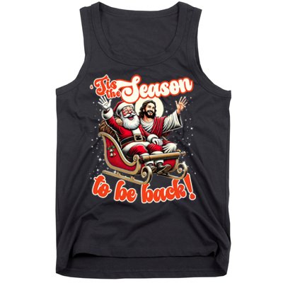 Tis The Season To Be Back Jesus Santa Claus Christmas Family Tank Top