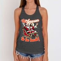 Tis The Season To Be Back Jesus Santa Claus Christmas Family Women's Knotted Racerback Tank