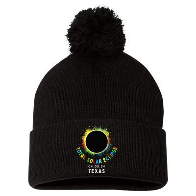 Texas Total Solar Eclipse Totality April 8 2024 Pom Pom 12in Knit Beanie