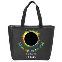 Texas Total Solar Eclipse Totality April 8 2024 Zip Tote Bag