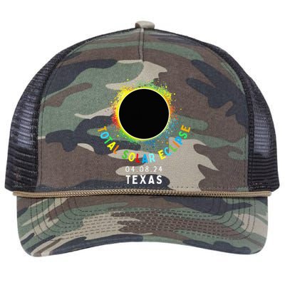 Texas Total Solar Eclipse Totality April 8 2024 Retro Rope Trucker Hat Cap