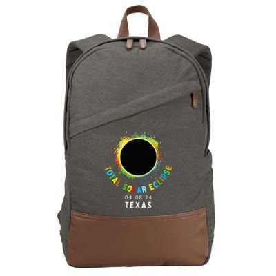 Texas Total Solar Eclipse Totality April 8 2024 Cotton Canvas Backpack