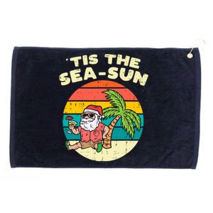 Tis The Sea Sun Santa Beach Summer Christmas In July Summer Grommeted Golf Towel