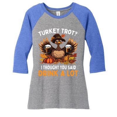 Turkey Trot Squad Running Ing Matching Thanksgiving Gift Women's Tri-Blend 3/4-Sleeve Raglan Shirt