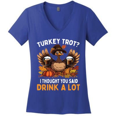 Turkey Trot Squad Running Ing Matching Thanksgiving Gift Women's V-Neck T-Shirt