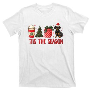 Tis The Season Christmas Tree Coffee Dachshund Santa Hat T-Shirt