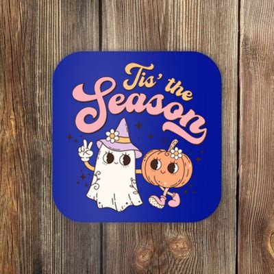 Tis The Season Cute Ghost Pumpkin Funny Halloween Costume Gift Coaster