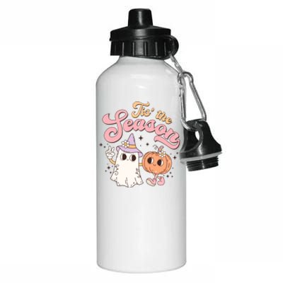 Tis The Season Cute Ghost Pumpkin Funny Halloween Costume Gift Aluminum Water Bottle