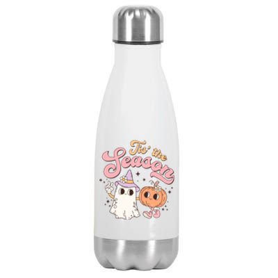 Tis The Season Cute Ghost Pumpkin Funny Halloween Costume Gift Stainless Steel Insulated Water Bottle