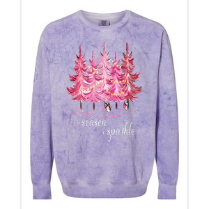 Tis The Season To Sparkle Cute Pink Christmas Tree Colorblast Crewneck Sweatshirt