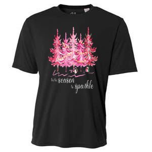 Tis The Season To Sparkle Cute Pink Christmas Tree Cooling Performance Crew T-Shirt