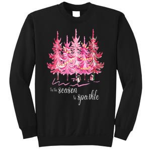 Tis The Season To Sparkle Cute Pink Christmas Tree Sweatshirt