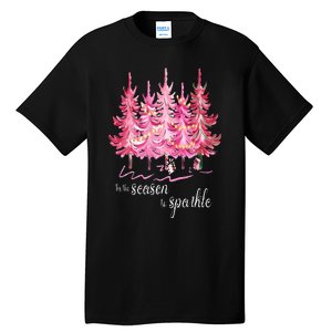 Tis The Season To Sparkle Cute Pink Christmas Tree Tall T-Shirt