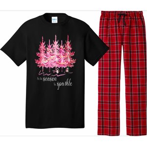 Tis The Season To Sparkle Cute Pink Christmas Tree Pajama Set