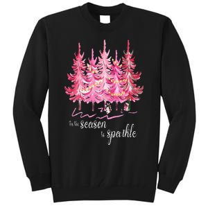 Tis The Season To Sparkle Cute Pink Christmas Tree Tall Sweatshirt