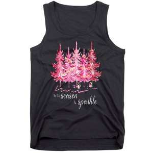 Tis The Season To Sparkle Cute Pink Christmas Tree Tank Top