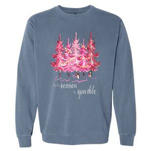 Tis The Season To Sparkle Cute Pink Christmas Tree Garment-Dyed Sweatshirt