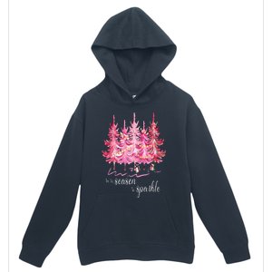 Tis The Season To Sparkle Cute Pink Christmas Tree Urban Pullover Hoodie