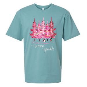 Tis The Season To Sparkle Cute Pink Christmas Tree Sueded Cloud Jersey T-Shirt