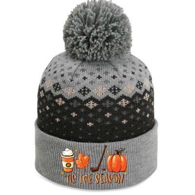 Tis The Season Hockey Latte Leaves Hello Pumpkin Halloween The Baniff Cuffed Pom Beanie