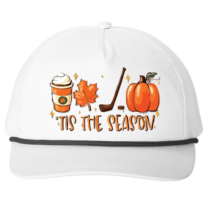 Tis The Season Hockey Latte Leaves Hello Pumpkin Halloween Snapback Five-Panel Rope Hat