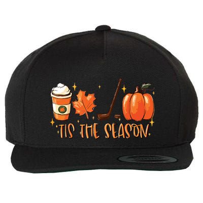 Tis The Season Hockey Latte Leaves Hello Pumpkin Halloween Wool Snapback Cap