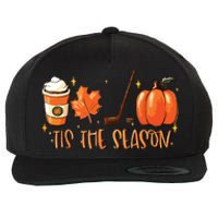 Tis The Season Hockey Latte Leaves Hello Pumpkin Halloween Wool Snapback Cap