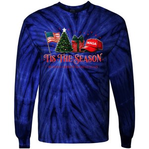 Tis The Season Trump Maga 2024 Make Christmas Great Again Tie-Dye Long Sleeve Shirt