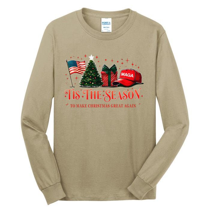 Tis The Season Trump Maga 2024 Make Christmas Great Again Tall Long Sleeve T-Shirt