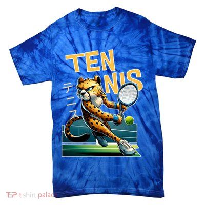 Tiger Tennis Sports Fan Cartoon Style Japanese Word Design Cute Gift Tie-Dye T-Shirt