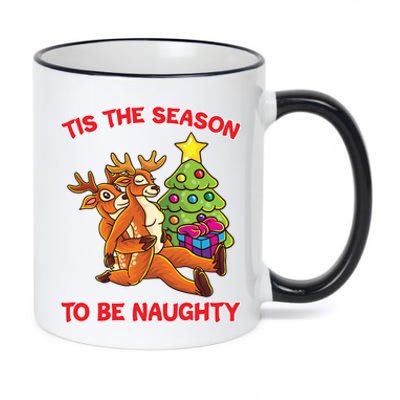 Tis The Season To Be Naughty Humping Reindeer Love Couple Meaningful Gift 11oz Black Color Changing Mug