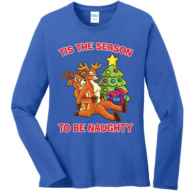 Tis The Season To Be Naughty Humping Reindeer Love Couple Meaningful Gift Ladies Long Sleeve Shirt