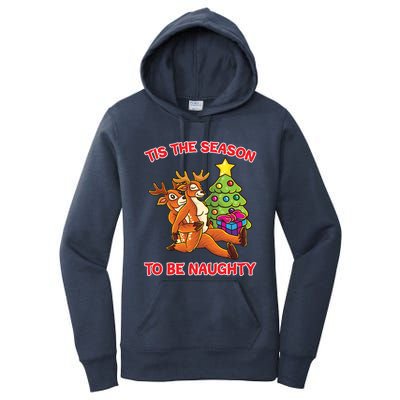 Tis The Season To Be Naughty Humping Reindeer Love Couple Meaningful Gift Women's Pullover Hoodie