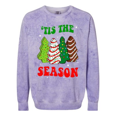 Tis' The Season Christmas Tree Cakes Debbie Groovy Colorblast Crewneck Sweatshirt