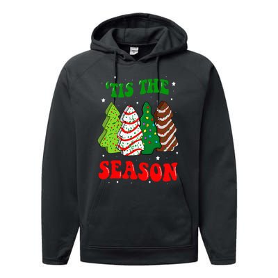 Tis' The Season Christmas Tree Cakes Debbie Groovy Performance Fleece Hoodie