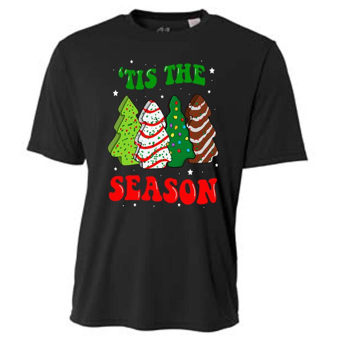 Tis' The Season Christmas Tree Cakes Debbie Groovy Cooling Performance Crew T-Shirt