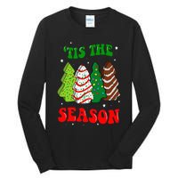 Tis' The Season Christmas Tree Cakes Debbie Groovy Tall Long Sleeve T-Shirt